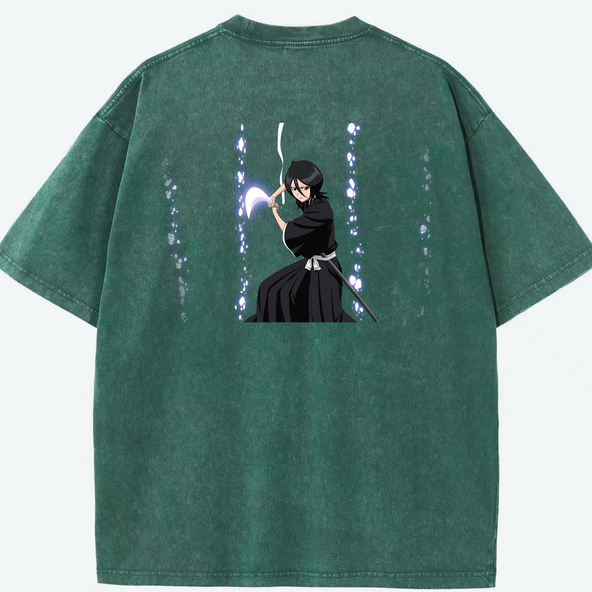 （画像用） ブリーチ 朽木ルキア BLEACH Kuchiki Rukia 綿100% ヴィンテージ風 半袖Tシャツ（背面プリント）